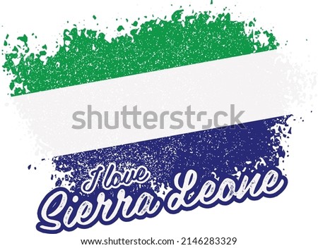 illustration of vector flag with text (I love sierra leone)