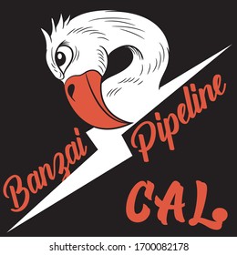 illustration vector flamenco and text surf fashion design