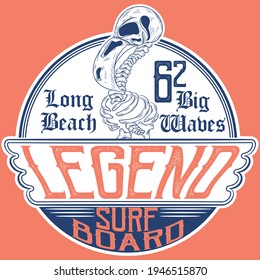 Illustration vector flamingo skull with text tropical for fashion design 