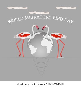 illustration vector of flamingo for world migratory bird day concept. eps 10