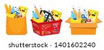 Illustration vector flat cartoon of donation food box isolated on white background.