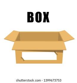 Illustration vector flat cartoon of empty box with sign isolated on white background.