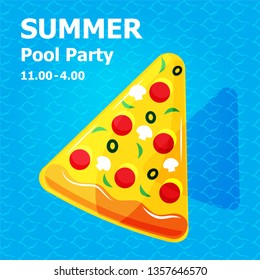 Illustration Vector Flat Cute Cartoon Of Inflatable Or Float On Invitation Card Summer Pool Party Concept 