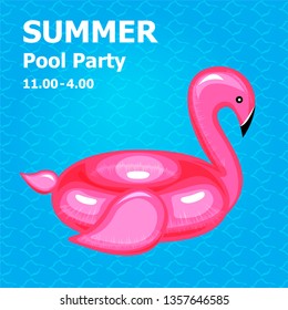 illustration vector flat cute cartoon of inflatable or float on invitation card summer pool party concept 