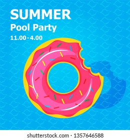 illustration vector flat cute cartoon of inflatable or float on invitation card summer pool party concept 