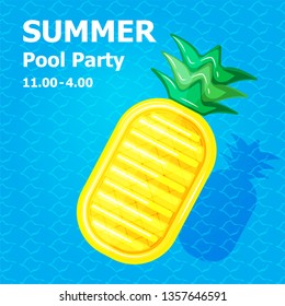 illustration vector flat cute cartoon of inflatable or float on invitation card summer pool party concept 