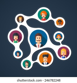 Illustration of vector flat design business team work composition