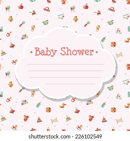 Illustration of vector flat design cute baby shower template