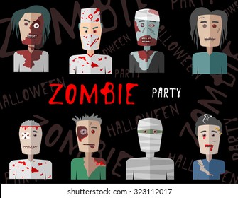 Illustration of vector flat design the heroes of Halloween
