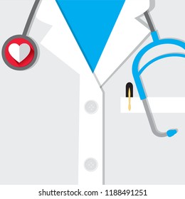 Illustration Vector: flat design medical uniform with a love stethescope