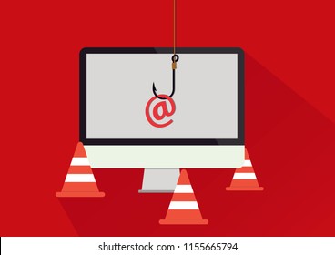 Illustration vector, flat design phishing mail