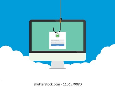 Illustration vector, flat design phishing mail