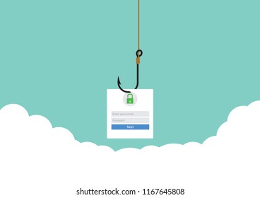 Illustration vector, flat design phishing mail