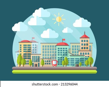 Illustration of vector flat design urban landscape