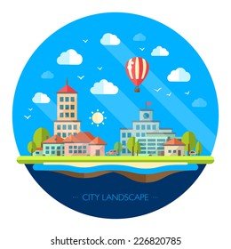 Illustration of vector flat design urban landscape
