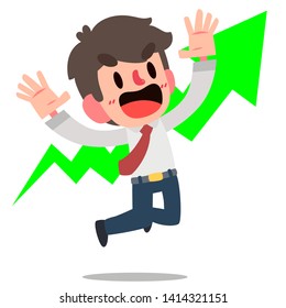 Illustration vector flat image  Businessman or manager and arrows rise