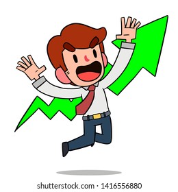 Illustration vector flat image  Businessman or manager and arrows rise