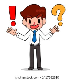 Illustration vector flat image hand draw Noticed a Businessman or manager question isolated white background
