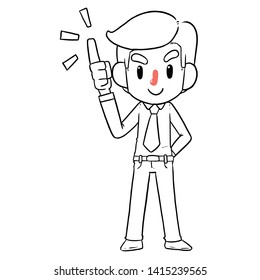 Illustration vector flat image Handsome Businessman or manager which describes all of the main points isolated background