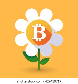 Illustration of a  vector flower with a bit coin sign