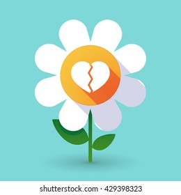 Illustration of a  vector flower with a broken heart