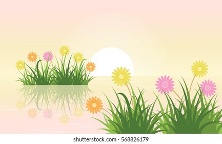 Illustration vector of flower landscape collection stock