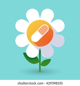 Illustration of a  vector flower with a pill