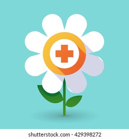 Illustration of a  vector flower with a round pharmacy sign