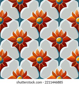 illustration vector of flower seamless tile art deco painting good for wallpaper