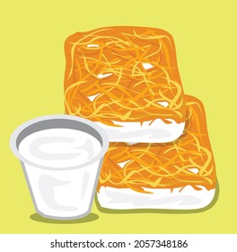  Illustration vector Foi Thong Cake, Gold Egg Yolk Thread Cakes with shadow