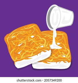  Illustration vector Foi Thong Cake, Gold Egg Yolk Thread Cakes with shadow