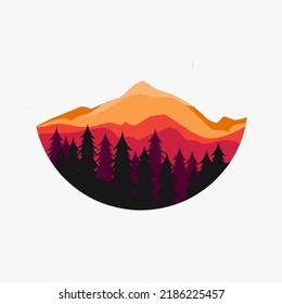 vector de ilustración de bosque y montaña perfecto para impresión 