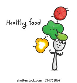 Illustration vector of fork with vegetables.