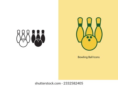 An illustration in vector format displaying an icon representing a bowling ball, presented on a plain white background.