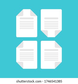 Illustration vector of four folded papers with flat design style and blue background.Folded papers have white color and gray color for the text.Perfect for element design in animation.