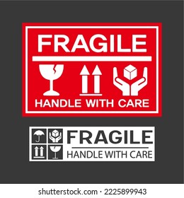 Illustration vector: Fragile handle with care sticker and poster for delivery service