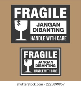 Illustration vector: Fragile handle with care sticker and poster for delivery service