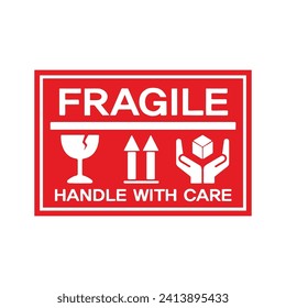 Illustration vector: Fragile handle with care sticker and poster for delivery service