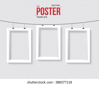 Illustration of Vector Frame Mockup Set. Realistic Vector EPS10 Frame on the Wall Poster Template Set