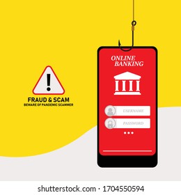 Illustration vector: Fraud and scam online banking, transfer, email and data breach