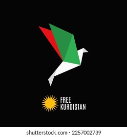 illustration vector of free kurdistan with origami dove perfect for print,symbol,etc