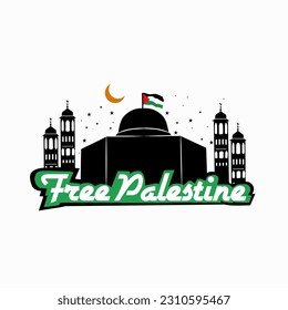 illustration vector of free palestine with al aqsa mosque perfect for print 