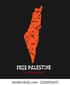 illustration vector of free palestine,save humanity,wire symbol,perfect for campaign,poster,etc