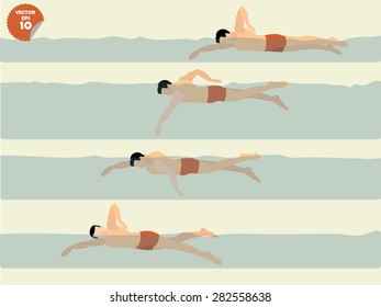 illustration vector of free style swimming, swimming design