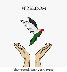 illustration vector of freedom bird with palestine skin perfect for print,poster,etc.