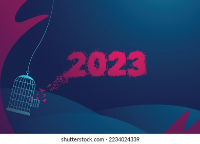 illustration vector freedom concept creative 2023 happy new year greeting 