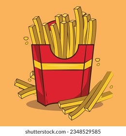 Illustration vector of French fries delicious fast food
