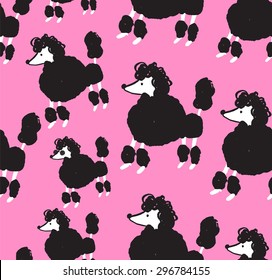 Illustration Vector French Poodle Seamless Pattern.

