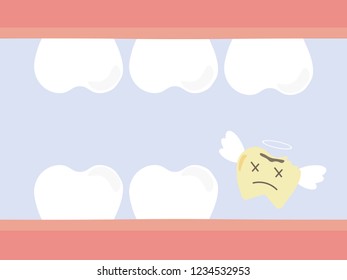 an illustration vector of fresh white tooth and a broken removed teeth. dentistry and medical concept. 