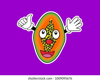 illustration vector fruit character papaya cartoon funny